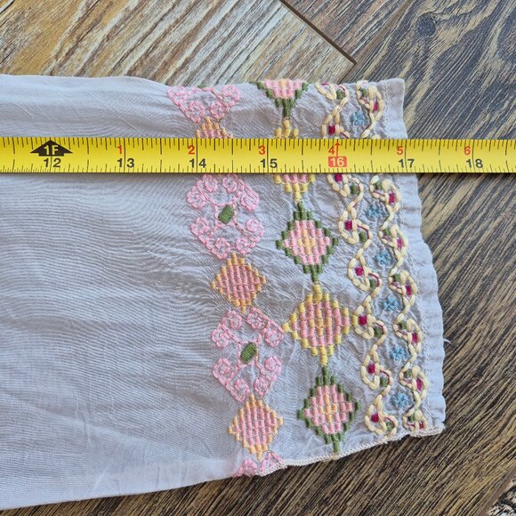 Johnny Was Floral Embroidered Semi Sheer Chiffon Tunic Blouse 3/4 Sleeve - Picture 11 of 14